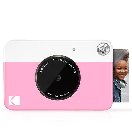 Instant Photo Appliances Kodak PRINTOMATIC Rosa - Digitale Sofortbildkamera, 5 MP Auflösung und wiederaufladbare Lithiumbatterie für schnelle Schnappschüsse