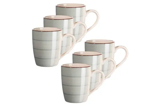 MÄSER Kaffeebecher 38 cl, 6-er Set, RAUCHBLAU - Thermobehälter aus dickwandigem Steingut, spülmaschinen- und mikrowellengeeignet – ideal für ein entspanntes Kaffeetrinken im Garten oder auf der Terrasse.