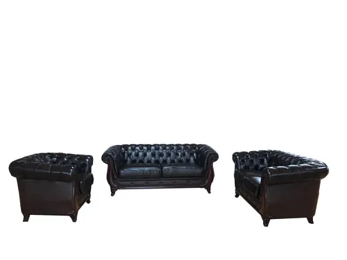 Luxus Salottini Chesterfield Sofagarnitur Leder 3/2/1 Manchester - Sofas & Sessel, edles Chesterfield-Design aus hochwertigem Leder, Sitzplätze für 6 Personen, ideal für stilvolle Wohnzimmer.