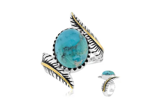 Cavill Solitärring mit Blauer Kingman Mohave-Türkis - Eleganter Silberring mit 3,995 Karat ovalem Cabochon aus Blue Kingman Mohave Turquoise. Perfekt für besondere Anlässe oder als stimmungsvolles Accessoire im Alltag. Setzen Sie lebendige Akzente!