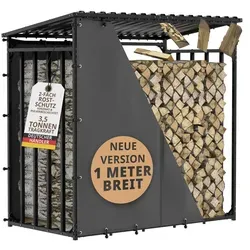 LAWA Living Kaminholzregal Metall 1m mit Dach XXL - Kaminholzregal für außen – Verzinkt, wetterfest und stabil, bietet Platz für bis zu 3,5t Holz. Mit verstellbaren Füßen und robustem Metalldach für optimale Witterungsbeständigkeit.