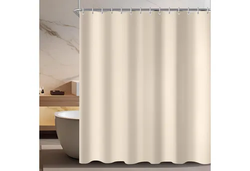Lerores Duschvorhang Duschvorhang 180x180cm Beige Wasserdicht Antischimmel Stoff 12 Ringe