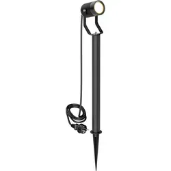 ledscom.de Gartenstrahler SHINGA mit Erdspieß und 40 cm Sockel, IP65, schwarz - Moderne Gartenleuchte für außen mit schwenkbarem Lampenkopf. Ideal für individuelle Lichtakzente in Ihrem Garten. Einfache Installation dank Schuko-Stecker und flexibler Nutzung durch Erdspieß.