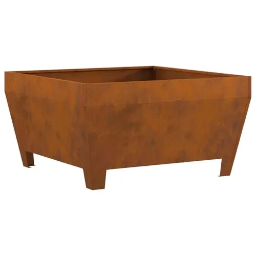 vidaXL Rustikale Cortenstahl Feuerstelle 80 x 43 cm | Outdoor Holzheizung Langlebig & Rostbeständiges Design Perfekt für Balkone Zusammenkünfte Quadratisch Wetterfest Gartenfeatures