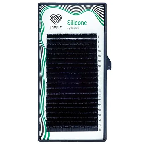 LOVELY Silicone Einzelwimpern für Wimpernverlängerung - Schwarz | Wimpern Extensions mit C, D L, M Biegung | Einzelne Wimpernverlängerung mit 16 Reihen, L - Biegung, Stärke: 0,07mm, Länge: MIX BOX