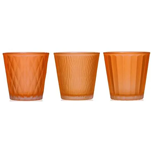 3er Pack Teelichtgläser LUMIERE H. 7,5cm D. 7,5cm orange Glas Sandra Rich