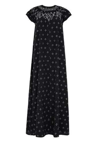 RAFFYA Midikleid Willow Embroidered Shirring Jacquard Maxi Dress Damen