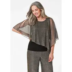 GOLDNER Print-Shirt Kurzgröße: Jerseyshirt mit Glanzakzenten Shirt mit asymmetrischem Überwurf mit U-Boot-Ausschnitt und 3/4-Arm schwarz 22