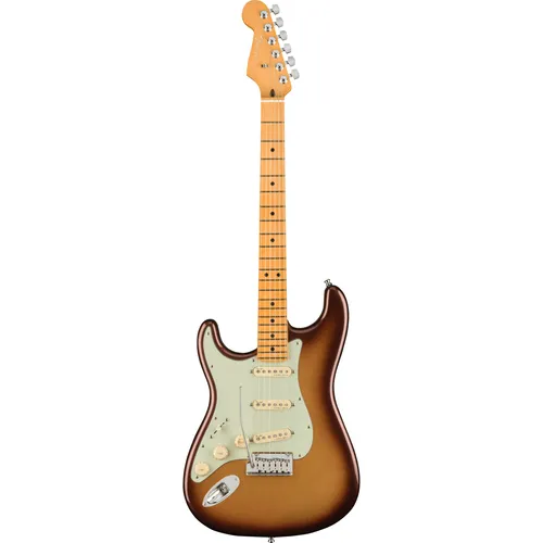 Fender American Ultra Stratocaster Lefthand MN Mocha Burst - E-Gitarre für Linkshänder mit ergonomischem Tapered Neck Heel für bessere Spielbarkeit in hohen Lagen und drei Ultra Noiseless Single Coils für kristallklaren Sound.