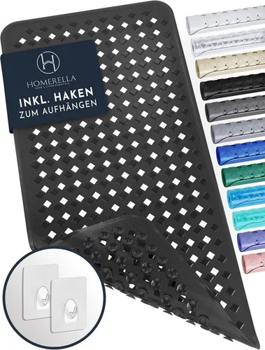 Homerella Rutschfeste Badematte 88x39cm mit Aufhängung - Hochwertige, schimmelresistente Duschmatte für sicheren Halt in der Badewanne. Maschinenwaschbar und BPA-frei – ideal für Allergiker!
