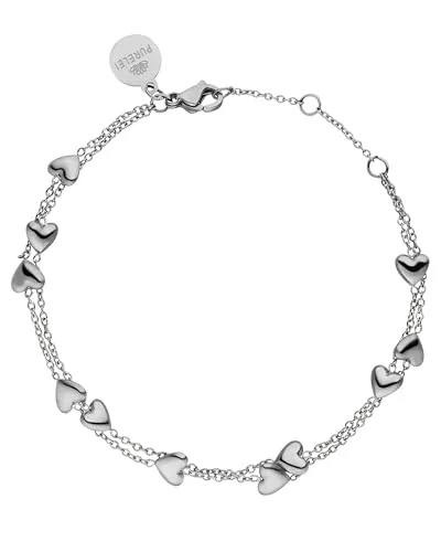 Purelei® Alohi Heart Armband – Zweireihiges Herz-Armband aus Edelstahl - Armbänder für Damen – Zartes, romantisches Design aus 18K vergoldetem Edelstahl, ideal für jeden Anlass und perfekt als Geschenk.