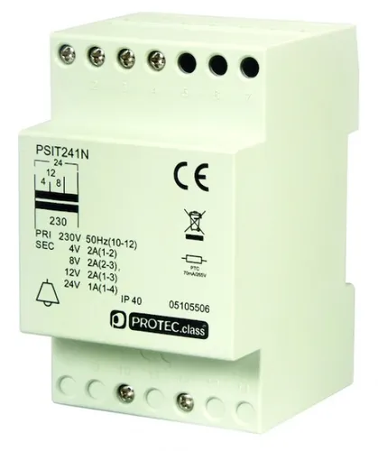 PROTEC.class 05105506 PSIT241N Sicherheitstransformator 4/8/12/24V - Sicherheitstransformator für 4/8/12/24V, ideal für zuverlässige Stromversorgung in Elektronikprojekten und optimaler Schutz für Ihre Geräte.