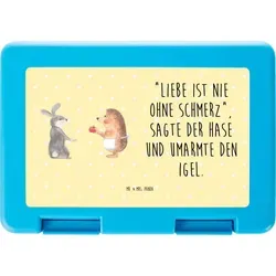 Mr. & Mrs. Panda Brotdose Hase Igel - Gelb Pastell - Geschenk, Snackbox, Igel und Hase, Butterbrotdose, Tiermotive, Brotzeitbox, Trennungsschmerz, ... - Gelb