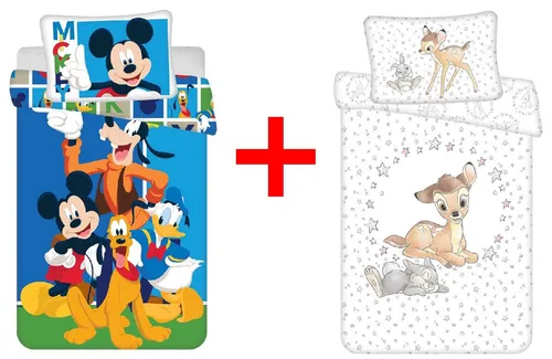 Disney Kinderbettwäsche Micky Maus & Freunde 100x135 cm, 2er-Set - Abteilung: Heimtextilien, besondere Motive der beliebten Disney-Charaktere, ideal für Kinderzimmer und als Geschenk zu besonderen Anlässen, aus 100 % Baumwolle, maschinenwaschbar und pflegeleicht.