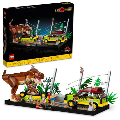 LEGO 76956 Jurassic World - Ausbruch des T. Rex - LEGO Set für 18+, 1212 Teile, bietet spannende Abenteuer mit dem legendären T. Rex aus Jurassic World.