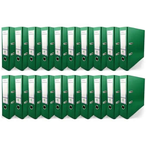 Netuno 20x Aktenordner DIN A4 Grün Ekobox 2-Ring-Mechanik 8cm Kunststoff Büroordner Ringmappe PP farbig breit