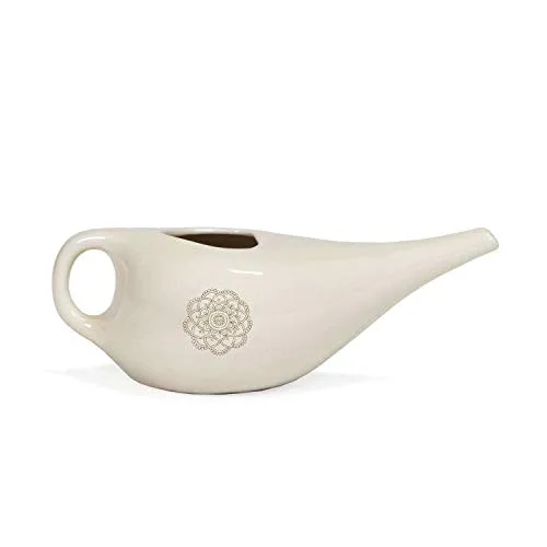 Bodhi NETI POT Nasenspülkännchen – Keramik mit goldenem Mandala - Ayurvedatherapie: Handgefertigtes Kännchen zur Nasenspülung, fördert die Schleimhautreinigung und Linderung bei Erkältungen und Allergien.