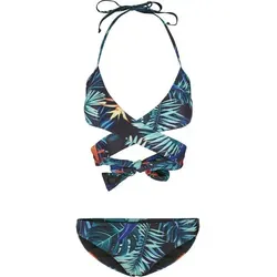 Urban Classics Ladies Draped Pattern Bikini, vriesea Black, S - Bikini-Sets für Damen mit Triangel-Form und Wickeloberteil, herausnehmbare Cups für individuellen Komfort und stylisches Design.