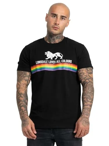 Lonsdale London Nelson Männer T-Shirt schwarz M - T-Shirts für Herren, lässiges und langlebiges T-Shirt aus 100% Baumwolle im normalen Schnitt, ideal für Casual Wear und Streetwear.
