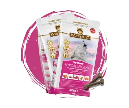 Wolfsblut Vetline Hundefutter HYPOALLERGENIC 2x2kg Sparpaket - Hochwertiges Hundefutter für ernährungssensible Hunde mit Pferd als Monoproteinquelle. Ideal zur Unterstützung einer ausgewogenen Ernährung. Inklusive Goodie für besonderen Genuss.
