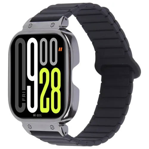 Für Xiaomi Redmi Watch 5 / Watch 4 Silikon Armband mit Metall Gehäuse Schwarz