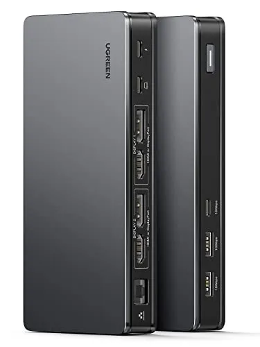 UGREEN Revodok Pro 209 Docking Station - USB Hub mit Dual Display (2HDMI+2DP 4K@60Hz) für macOS M1/M2 und Windows, ermöglicht Multitasking und schnelles Aufladen mit 100W.