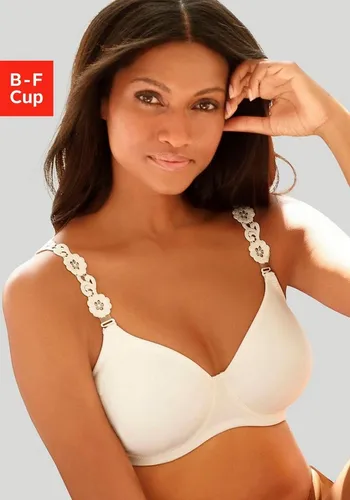 T-Shirt-BH LASCANA Damen, Gr. 95, Cup B, beige (creme) - Funktionsunterwäsche mit 3 Trägern für vielseitige Tragevarianten. Aus hochwertiger Microfaser (82% TACTEL, 18% LYCRA) für optimalen Tragekomfort und eine perfekte Passform.