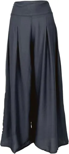 GURU SHOP Boho Hosenrock - Weite Sommerhose in Anthrazit für Damen, Size:S/M - Stylische Schlupfhose mit bequemem, gesmoktem Bund. Ideal für vielseitige Outfits – kombiniert sie mit schlichten Oberteilen oder trendigen Boho-Tops für einen angesagten Look.
