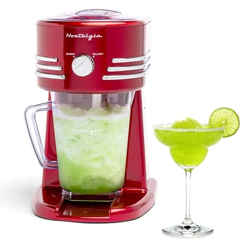 Nostalgia 1,2-Liter Gefrorene Getränkestation - Eiscrusher für Slush-Drinks und Margaritas mit 1,2-Liter Krug, Edelstahlklingen und zwei Schneideinstellungen für kreative Rezepte.