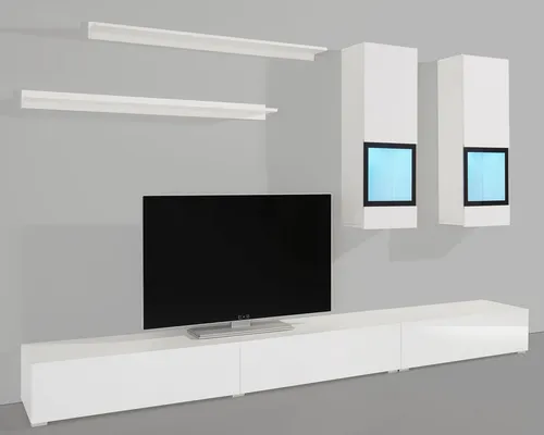 INOSIGN Wohnwand Baros, Set 6-St, weiß Hochglanz - Wohnwände, modernes Design mit grifflosen Fronten und FSC®-zertifiziertem Holzwerkstoff für nachhaltigen Wohnstil. Pflegeleichte Oberflächen und vielseitige Stauraumlösungen.