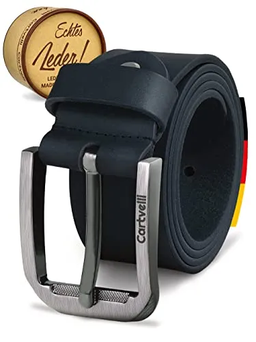 Cartvelli Premium Ledergürtel Herren Blau 90cm - Hochwertiger Vollleder Gürtel - Herren-Gürtel aus hochwertigem Echtleder, langlebig und umweltfreundlich gegerbt. Inklusive edler Geschenkbox - ideal als Geschenk!
