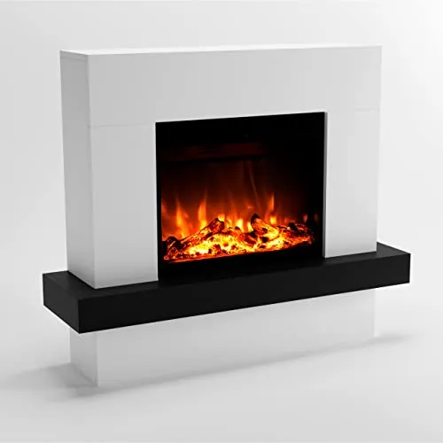 GLOW FIRE Elektrokamin Pandora - Elektrischer Kamin mit 3D LED-Feuer in 3 Farben, energiesparender Heizlüfter und Fernbedienung für gemütliche Winterabende – Made in Germany.