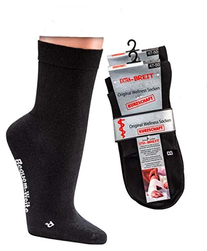 WOWERAT 2 Paar Diabetikersocken Kurzschaft extra breit weit Diabetes Strümpfe Diabetiker (schwarz, 35/38)