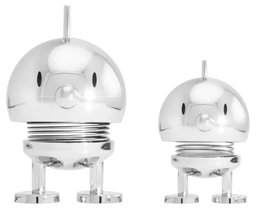 Hoptimist Bumble Set - Dekofiguren in Chrome - Figuren, Skulpturen & Statuen, aus hochwertigem Kunststoff, freistehend und ideal als Geschenk, Höhe: 5,8 & 7,6 cm, bringt Freude in jedes Wohnzimmer.
