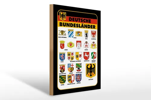 Femer GmbH Holzbild Bundesländer 30x40cm Deutschland Wappen, Wappen (1 St), Glatte Holzfaserplatte (MDF), vorn beschichtet