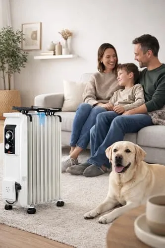 Elektrische Heizung 2000W - Mobiler 3-Stufen Ölradiator - Mobiler 2000W Ölradiator mit 3 Heizstufen und Thermostat, ideal für effiziente Wärme in jedem Raum. Leise im Betrieb und energieeffizient für angenehme Temperaturen.