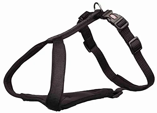 Trixie Premium Y-Geschirr - Schwarz - 37-45 cm/15 mm - Stylisches Hundegeschirr für optimalen Tragekomfort. Mit stufenlos verstellbarem Bruststeg und Bauchgurt, reflektierenden Elementen und zusätzlichem Anleinring. Ideal für aktive Hunde, die gerne im Freien unterwegs sind.