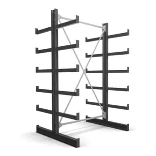 STIER Doppelseitiges Kragarmregal mit 5 Ebenen, 1300x2000x500mm - Robustes Kragarmregal für die Lagerung von Profilen und Rohren. Hohe Tragkraft von 200kg pro Kragarm, einfach zu montieren und erweiterbar. Ideal für professionelle Nutzung in Werkstätten.