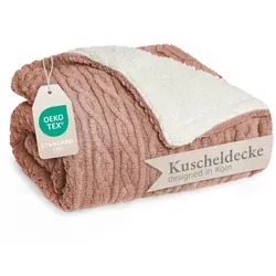 Blumtal Wohndecke 150x200 cm - Oeko-TEX zertifiziert und waschbar - Gemütliche Wohn- und Kuscheldecke in Dusty Pink mit weicher Sherpa-Innenseite. Ideal für entspannte Abende und pflegeleicht dank waschbarem Material.
