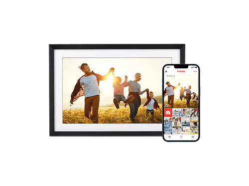 Smarter Bilderrahmen 10,1" WiFi - Modell 107 30520 - Bilderrahmen, 10,1 Zoll IPS-Display mit 32 GB Speicher für tausende Fotos, einfaches Teilen via Frameo-App und flexibles Platzieren im Quer- oder Hochformat.