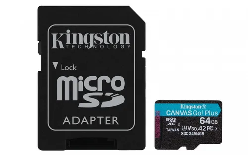 microSD 64GB CanvasGo! Plus 200MB/s A2 U3 V30 + adapter Kingston 740617347890