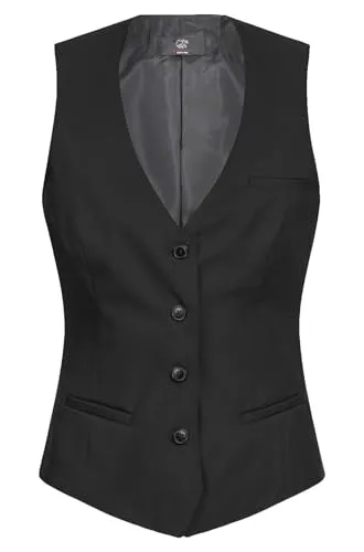 GREIFF Anzugweste Greiff Corporate SIMPLE Damen Weste Schwarz - Business- & Abendmode für Damen, elegante V-Neck Regular-Fit Weste aus 100% Polyester, OEKO-TEX® zertifiziert für nachhaltigen Komfort.