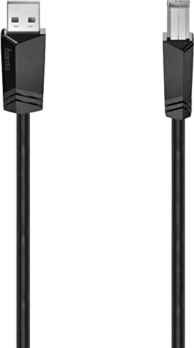 Hama USB A Kabel - USB B (USB 2.0, Kabel, 480Mbit/s, 0,5A, 5m, Laden) schwarz