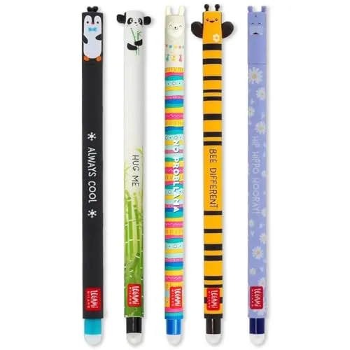 LEGAMI 5er Set Gel Schreiber Stift löschbar radierbar M PANDA HIPPO PANDA - Gelschreiber Set mit 5 radierbaren Stiften in bunten Farben, ideal für kreative Notizen und Skizzen. Perfekt für Schüler und Künstler!