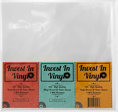 Invest In Vinyl Schallplattenhüllen aus Kunststoff, transparent, 3 mm x 31,8 cm, 32,4 x 31,8 cm, 100 Stück