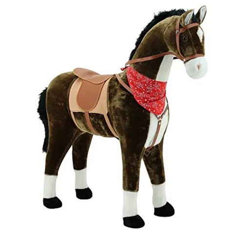 Sweety Toys 5048 Reitpferd - Großes Reittier für Kinder - Wunderschönes Reitpferd in braun-chocolate, stabil und belastbar bis 80 kg. Ideal für kleine Reiterinnen, ca. 105 cm groß mit weicher Mähne und beigem Schweif.