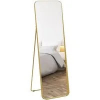 HOMCOM Ganzkörperspiegel 160 x 50 cm - Eleganter Standspiegel mit verjüngendem Metallrahmen und bruchsicherem Glas, ideal für Wohnzimmer, Schlafzimmer und Flur – flexibel als Wand- oder Standspiegel nutzbar.