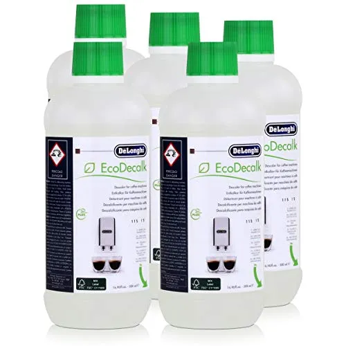 DeLonghi Entkalker 500 ml 5er Pack - Umweltfreundlicher Entkalker für Kaffee- & Espressomaschinen, löst Kalkablagerungen bis zu dreimal schneller und ist biologisch abbaubar.