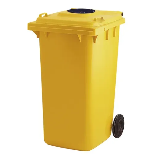 Mülltonne ESE Container mit Glasrosette 240 L Gelb - Praktischer Kunststoff-Container für Glas mit 16,3 cm Einwurföffnung, ideal für umweltbewusste Haushalte. Lieferzeit 5-10 Tage, wenn nicht sofort verfügbar.