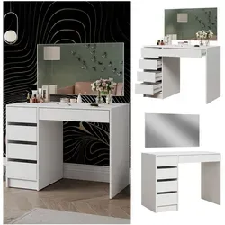 Vicco Schminktisch Thalia Weiß Hochglanz 100 cm mit 5 Schubladen